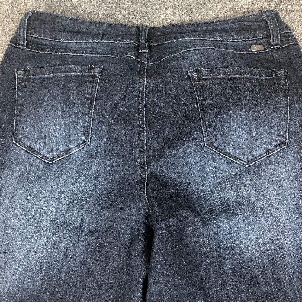 1822 Denim Flare Jeans Dark Wash Whiskered Wide Leg Womens Size 12/31 32x32 - Picture 10 of 13